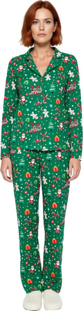 Kadın Kışlık Yılbaşı Temalı Pijama Takımı Fonksiyonel Dayanıklı Kaliteli Konforlu Estetik Şık