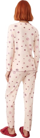 Kadın Kar Tanesi Baskılı Waffle Pijama Takımı Fonksiyonel Dayanıklı Kaliteli Konforlu Spor