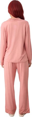 Kadın Viskon Elastan Dantel Detaylı Pijama Takımı Gül Kurusu Fonksiyonel Dayanıklı Estetik
