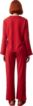 Kadın Nakışlı Gömlek Pantolon Pijama Takımı Fonksiyonel Dayanıklı Kaliteli Konforlu Modern