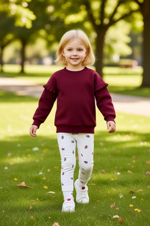 Kız Çocuk Örme Sweatshirt ve Tayt Seti Sevimli Baskılarla Günlük Şıklık Kaliteli Şık Rahat