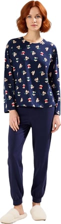 Kadın Kışlık Ayıcık Desenli Pamuklu Pijama Fonksiyonel Dayanıklı Kaliteli Konforlu Estetik