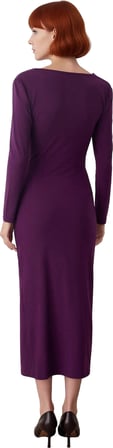Kadın Astarlı Degaje Yaka Düz Desen Bodycon Maxi Elbise Modern ve Konforlu Kış Kombinleri İçin