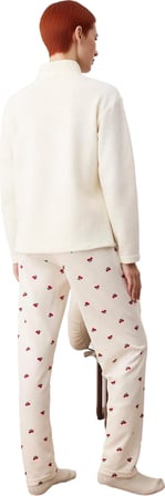 Kadın Kiraz Desenli Fermuarlı Waffle Pijama Takımı Fonksiyonel Dayanıklı Kaliteli Konforlu