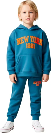 Chicago 1886 Kapüşonlu Oversize Sweatshirt ve Eşofman Altı Takımı Kız Çocuk Kaliteli Şık Rahat
