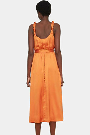 Kuşak Detaylı A Kesim Abiye Elbise Saten Dokuma Polyester Yazlık Rahat Kullanım Uzun Ömürlü