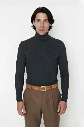 Erkek Fitted Balıkçı Yaka Fitilli Uzun Kollu Kazak Günlük Şıklığı ve Kış Konforunu Birleştirir