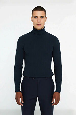 Erkek Fitted Balıkçı Yaka Fitilli Uzun Kollu Kazak Günlük Şıklığı ve Kış Konforunu Birleştirir