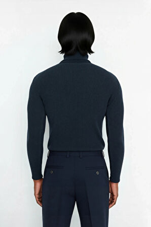 Erkek Fitted Balıkçı Yaka Fitilli Uzun Kollu Kazak Günlük Şıklığı ve Kış Konforunu Birleştirir