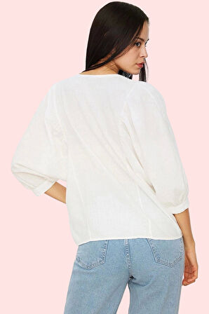 Kadın Pamuklu Regular Gömlek V Yaka Basic Günlük Ve İş Hayatı Hafta Sonu Dayanıklı Malzeme