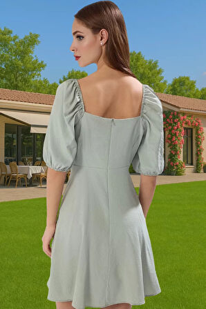 Kadın Şık A Kesim Mini Elbise Pamuk Polyester Dokuma Kumaş Şık Görünüm Özenle Seçilmiş Mükemmel Uyum