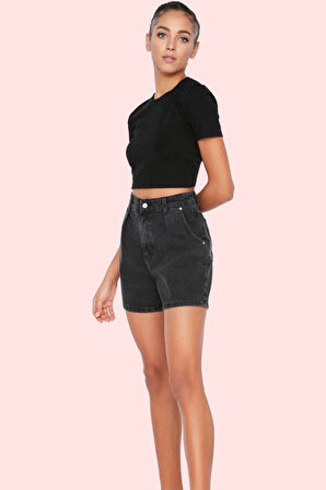 Kadın Yüksek Bel City Short Denim Şort Pamuklu Renk Günlük Kullanım için İdeal Özel Günler