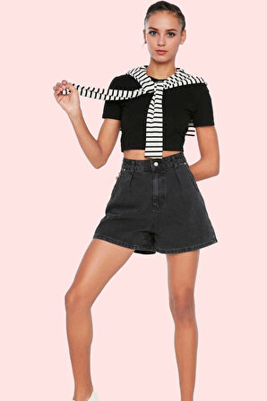 Kadın Yüksek Bel City Short Denim Şort Pamuklu Renk Günlük Kullanım için İdeal Özel Günler