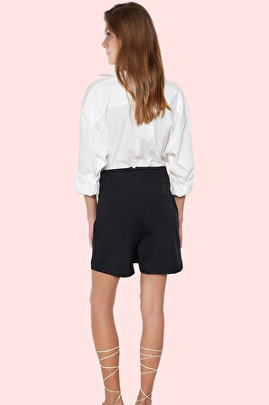 Kadın Yüksek Bel Şort Etek Boru Paça Fermuarlı Dokuma Casual Günlük Yaz Aylarının Vazgeçilmezi