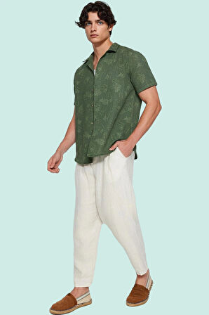 Erkek Pamuklu Desenli Gömlek Rahat Kesim Apaş Yaka Yazlık Günlük Kullanım Kaliteli Malzeme