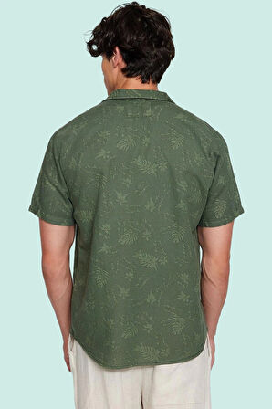 Erkek Pamuklu Desenli Gömlek Rahat Kesim Apaş Yaka Yazlık Günlük Kullanım Kaliteli Malzeme