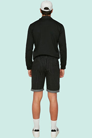 Erkek Kısa Boy Pamuk Straight Şort Çizgili Desenli Günlük Hafta Sonu Yaz Aylarının Vazgeçilmezi