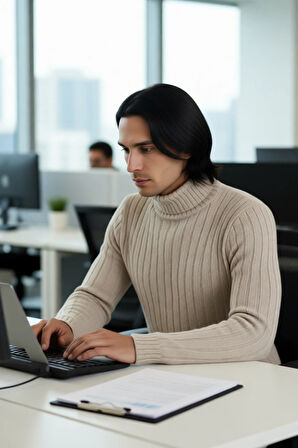 Erkek Basic Koleksiyon Fitilli Triko Balıkçı Yaka Kazak Soğuk Havalarda Konforlu ve Modern Şıklık