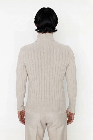 Erkek Basic Koleksiyon Fitilli Triko Balıkçı Yaka Kazak Soğuk Havalarda Konforlu ve Modern Şıklık