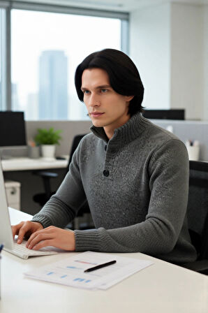 Erkek Modern Düğmeli Dik Yaka Fitted Kalıp Triko Kazak Soğuk Kış Günleri İçin İdeal Şık Seçim