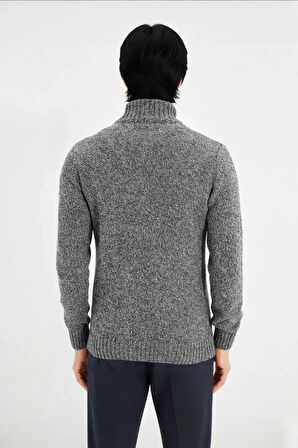 Erkek Modern Düğmeli Dik Yaka Fitted Kalıp Triko Kazak Soğuk Kış Günleri İçin İdeal Şık Seçim