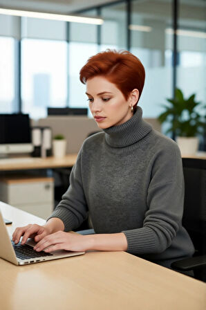 Kadın Oversize Kalıp Düz Balıkçı Yaka Triko Kazak Uzun Düşük Kol Günlük Basic Giyim Şıklığı