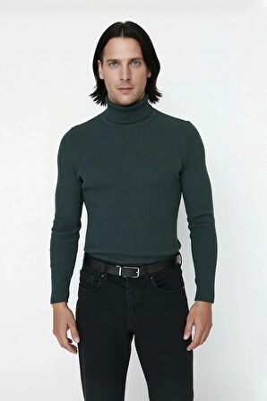 Erkek Fitted Balıkçı Yaka Fitilli Uzun Kollu Kazak Günlük Şıklığı ve Kış Konforunu Birleştirir