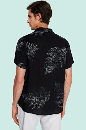 Erkek Viskoz Salaş Regular Fit Apaş Yaka Gömlek Kısa Kollu Günlük Şıklık Dayanıklı Malzeme