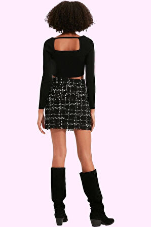 Kadın Mini Tüvit Etek Düz Desen Kemerli Yüksek Bel Kalem İş Görüşmeleri Yaz Aylarının Vazgeçilmezi