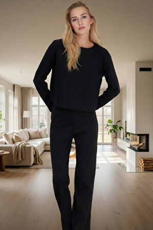 Rahat Kalıp 2'li Pijama Takımı Kaşkorse Örme Pamuklu Özel Tasarım Premium Kalite