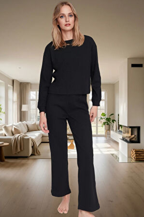 Rahat Kalıp 2'li Pijama Takımı Kaşkorse Örme Pamuklu Özel Tasarım Premium Kalite