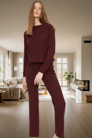 Rahat Kalıp 2'li Pijama Takımı Kaşkorse Örme Pamuklu Özel Tasarım Premium Kalite