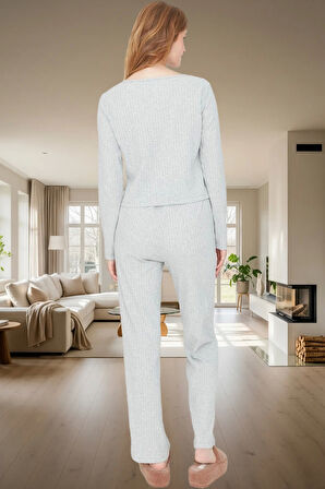 Örme Pijama Takımı Lastikli Regular Geniş Paça 2 Parça Rahat Günlük Özel Tasarım