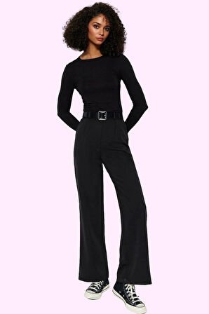 Kadın Yüksek Bel Wide Leg Pantolon Casual Dokuma Kumaş Günlük Hafta Sonu Dayanıklı Malzeme