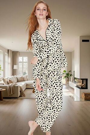 Evde Rahatlık İçin %100 Pamuklu Leopar Desenli Pijama Takımı Modern Stil Profesyonel Görünüm