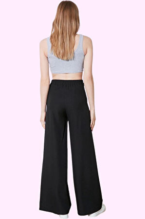 Kadın Yüksek Bel Geniş Paça Pantolon Casual Dokuma Kumaş Rahat Günlük Yaz Aylarının Vazgeçilmezi