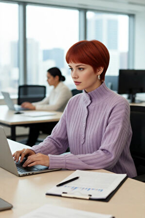 Kadın Dik Yaka Oversize Kalıp Düz Renk Düşük Kol Triko Kazak Soğuk Havalarda Konforlu ve Modern