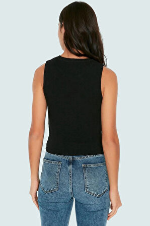 Triko Bluz Bisiklet Yaka Kolsuz Rahat Günlük Yazlık Modern Stil Seçkin Malzeme