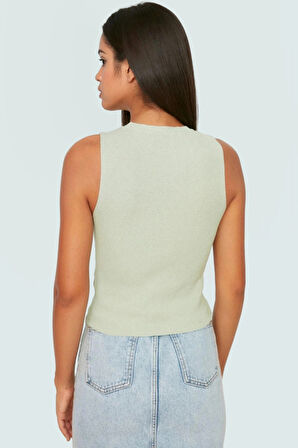 Triko Bluz Bisiklet Yaka Kolsuz Rahat Günlük Yazlık Modern Stil Seçkin Malzeme