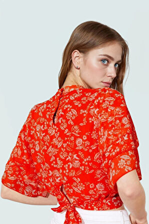 Çok Çiçekli Desenli Şifon Bluz Kadın Yazlık Kısa Kol Şık Görünüm Yüksek Kalite