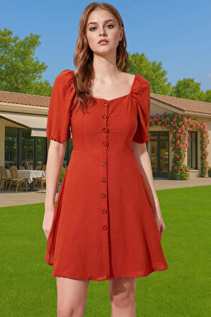 Kadın Şık A Kesim Mini Elbise Pamuk Polyester Dokuma Kumaş Şık Görünüm Özenle Seçilmiş Mükemmel Uyum