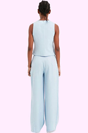 Kadın Düz Desenli Geniş Paça Pantolon Yüksek Bel Wide Leg Kesim Günlük Ve İş Modern Tasarım