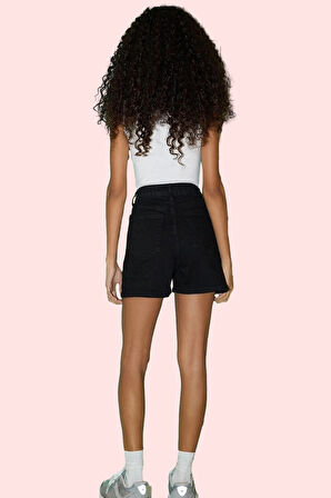 Kadın Denim Şort Yüksek Bel Boru Paça City Kalıp Rahat Günlük Hafta Sonu Dayanıklı Malzeme