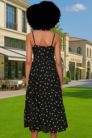 Nefes Alabilir Viskoz A Kesim Midi Elbise Çiçek Desenli Yazlık Günlük Kullanım İçin Premium Kalite