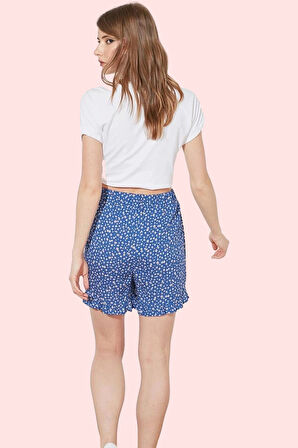 Kadın Çiçekli Dokuma Şort Etek Yüksek Bel Geniş Paça Rahat Kesim Yaz Aylarının Vazgeçilmezi