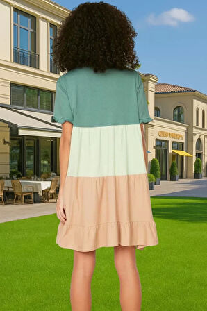 Yazlık Pamuk Mini Elbise A line Bisiklet Yaka Rahat Günlük Stil Modern Stil Kaliteli İşçilik