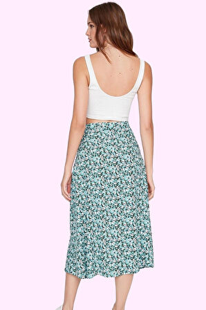 Kadın Viskoz Midi Boy A line Etek Casual Günlük Yaz Kullanımı İçin Yüksek Bel Modern Tasarım