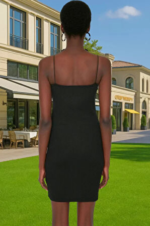 Kadın İnce Askılı Bodycon Mini Elbise Pamuklu Örme Kumaş Rahat Günlük Rahat Kullanım