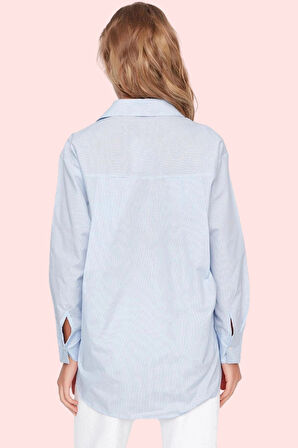 Kadın Pamuklu Dokuma Gömlek; Gömlek Yaka Düğmeli Uzun Kol Cepsiz Casual Yaz Aylarının Vazgeçilmezi