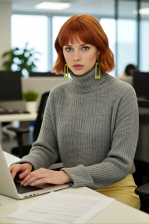 Kadın Oversize Super Crop Balıkçı Yaka Kışlık Triko Kazak Uzun Kollu Rahat Ve Şık Stil Kaliteli